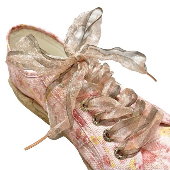 SUPERGA x LOVESHACKFANCY 2730 Espadrille Sneakers in Floral Tokyo Pink Size 8.5 - Picture 5 of 12